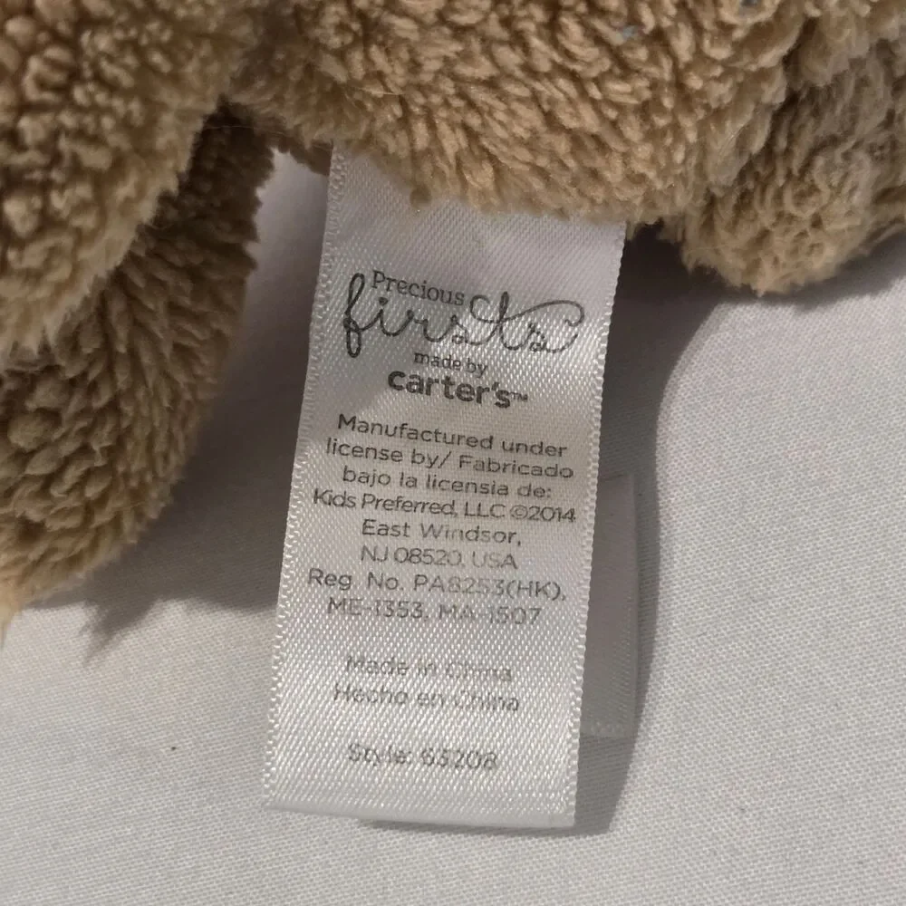 Carters Precious Firsts Plush Floppy Tan Brown Teddy Bear Stuffed Animal Toy 8